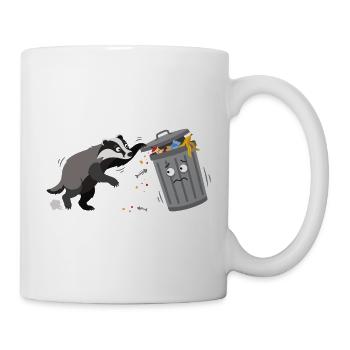 Trash-Dachs Chaos & Neugier - Tasse - Weiß - Rechts