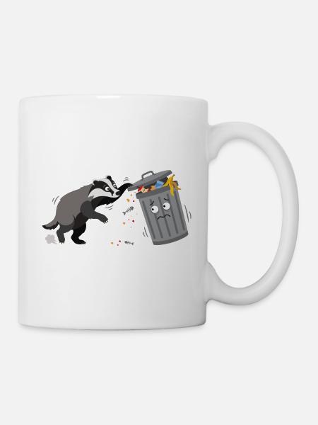Trash-Dachs Chaos & Neugier - Tasse - Weiß