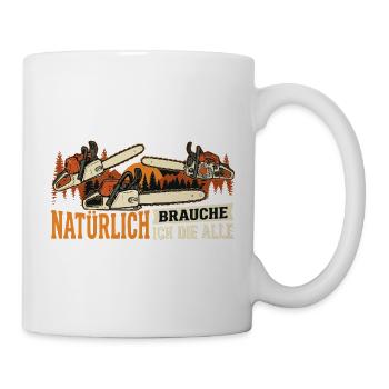 Kettensägen-Ästhetik im Wald - Tasse - Weiß - Rechts