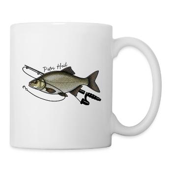 Angeln mit Rute Brasse Fisch Petri Heil - Tasse - Weiß - Rechts