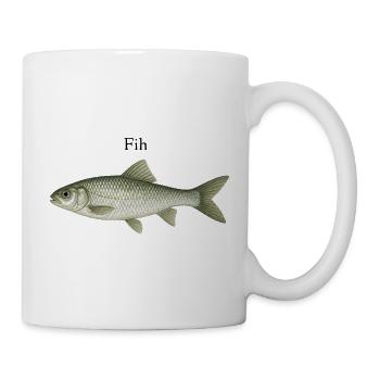 Fih – minimalistischer Fisch - Tasse - Weiß - Rechts