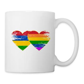 Mauritius Regenbogen Flagge Herz used - Tasse - Weiß - Rechts