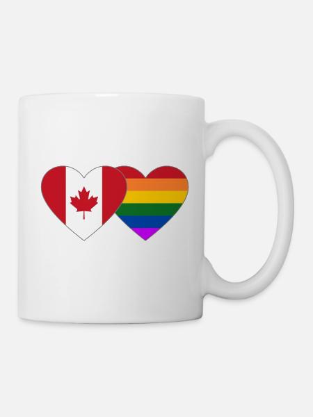 Kanada Regenbogen Flagge Herz - Tasse - Weiß