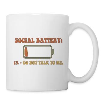 Sozialbatterie 1% – Nicht stören - Tasse - Weiß - Rechts