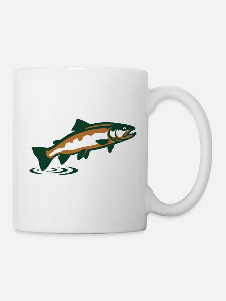 Forelle springend Grafik - Tasse - Weiß
