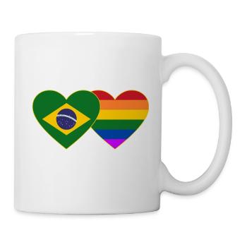 Brasilien Regenbogen Flagge Herz - Tasse - Weiß - Rechts