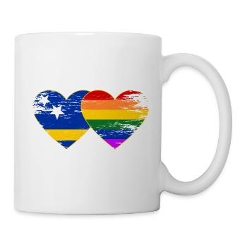 Curacao Regenbogen Flagge Herz used - Tasse - Weiß - Rechts