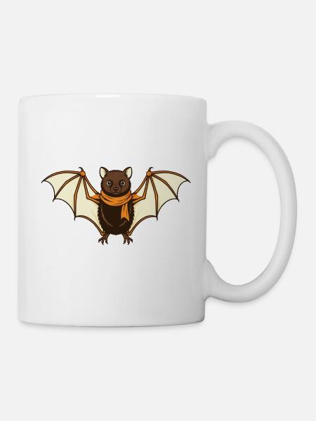 Fledermaus mit Herbstschal - Tasse - Weiß