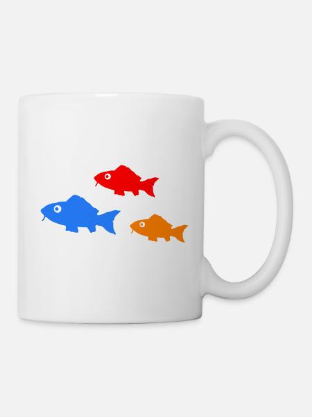 Bunte Fischsilhouetten Trio - Tasse - Weiß