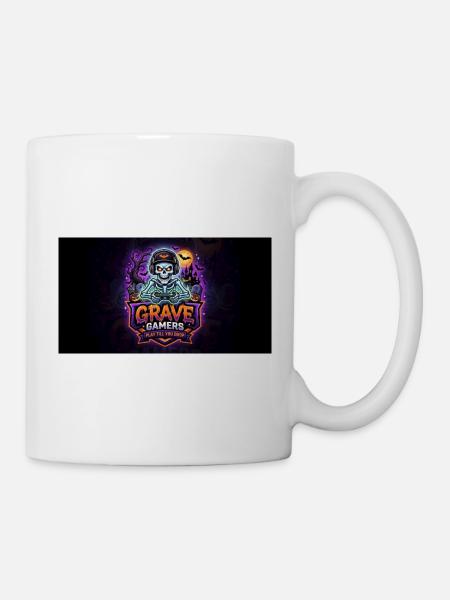 Grave Gamers Neon Skull - Tasse - Weiß