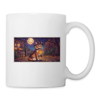 Katzenhexenhut mit Kürbislicht - Tasse - Weiß - Rechts