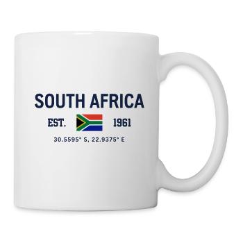 South Africa - Südafrika - Flagge - Koordinaten - Tasse - Weiß - Rechts