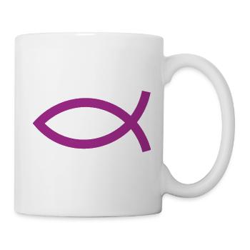 Jesus Fisch violett Ichthys Fisch Jesus Geschenk - Tasse - Weiß - Rechts