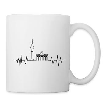 Berlin Herzschlag Design Fernsehturm und Brandenbu - Tasse - Weiß - Rechts