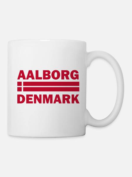 Aalborg-Dänemark-Flaggenmotiv - Tasse - Weiß