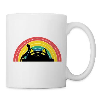 Katze Regenbogen Silhouette - Tasse - Weiß - Rechts