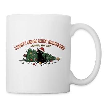 Weihnachtskatze Baum umgeworfen Lustiger Spruch - Tasse - Weiß - Rechts