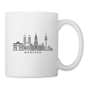 München Skyline – Line Art - Tasse - Weiß - Rechts
