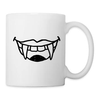 Vampirrachen mit Reißzähnen – Halloween Kritzelei - Tasse - Weiß - Rechts