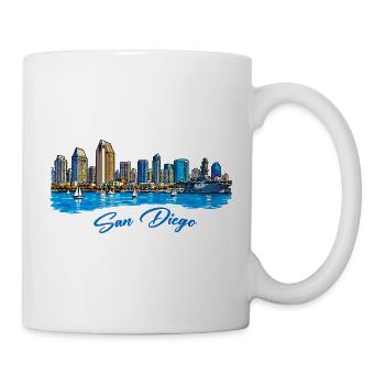 San Diego Skyline Küstenflair - Tasse - Weiß - Rechts