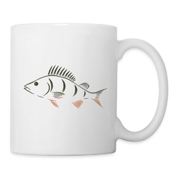 Barsch – Minimalistisches Fischmotiv für Angler - Tasse - Weiß - Rechts