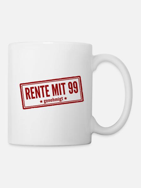 Rente mit 99 Satire Stempel - Tasse - Weiß