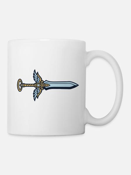 Schwert Engelsfluegel Wappen - Tasse - Weiß