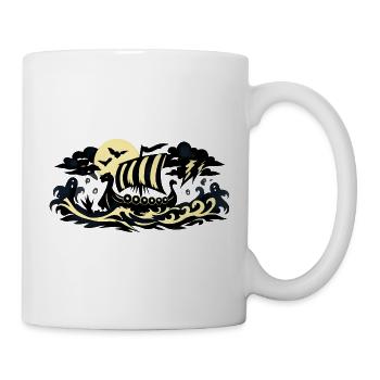 Mondschein Viking Schiff - Tasse - Weiß - Rechts