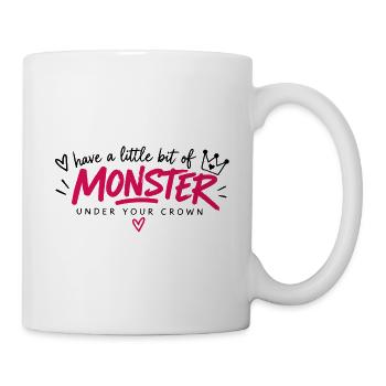 Monster unter deiner Krone – pinkes Monogramm - Tasse - Weiß - Rechts