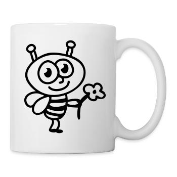 Bee + Flower - Line - Mug - white - Right