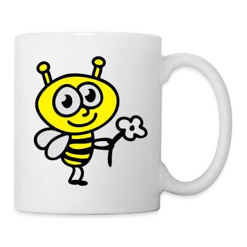 Bee + Fleur - Mug blanc - blanc - Droite