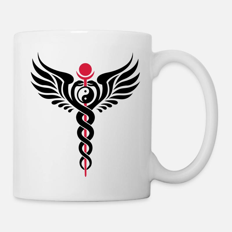 Caduceus, Yin Yang, Winged Serpent, Hermetic - Mug blanc - blanc
