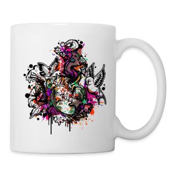 Herz (Blumen & Sterne - Colour Splash) 03 - Tasse - Weiß - Rechts