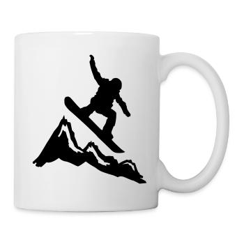 snowboard mountains jump - Tasse - Weiß - Rechts