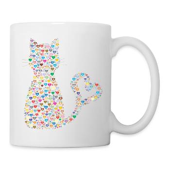 Katze Herzen Cat Geschenk Weihnachten sü0 - Tasse - Weiß - Rechts