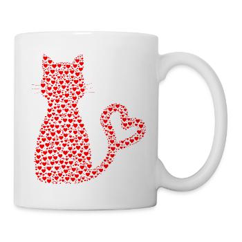 Katze Herzen - Tasse - Weiß - Rechts