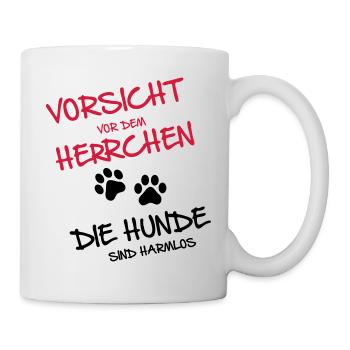 Vorsicht Herrchen - Hunde - Tasse - Weiß - Rechts