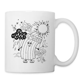 Rudi Regenbogen Wetter-Motiv zum Ausmalen - Tasse - Weiß - Rechts