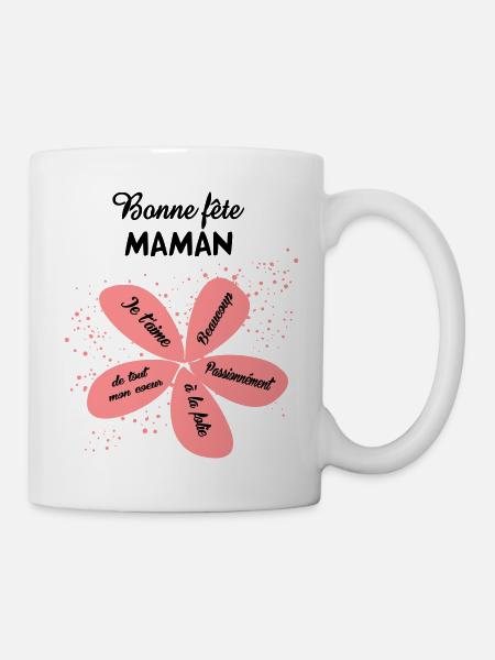bonne-fete-maman (2 couleurs modifiables) - Mug blanc - blanc