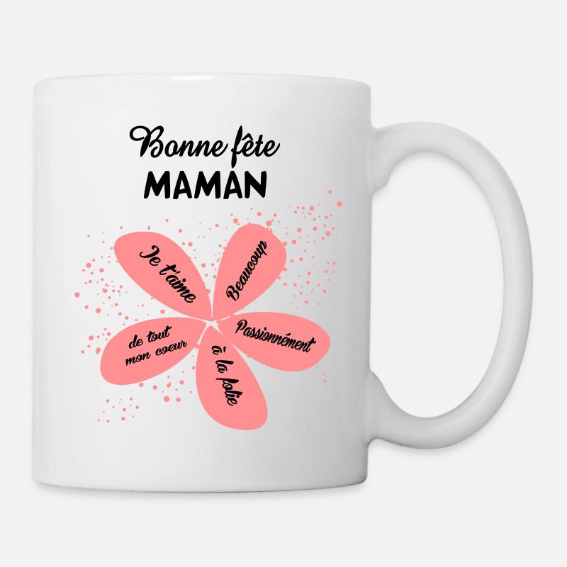 bonne-fete-maman (2 couleurs modifiables) - Mug blanc - blanc