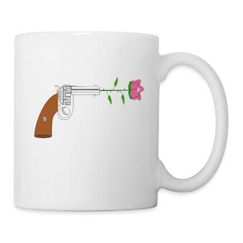 Paix pistol rose no war flower power peace colt - Mug blanc - blanc - Droite