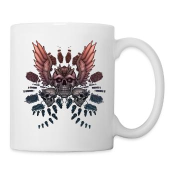 Mechanischer Schädel + Flügel - Tasse - Weiß - Rechts