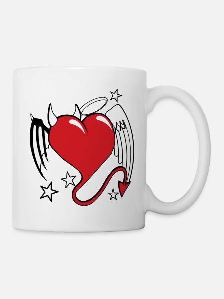 coeur diable ange - Mug blanc - blanc