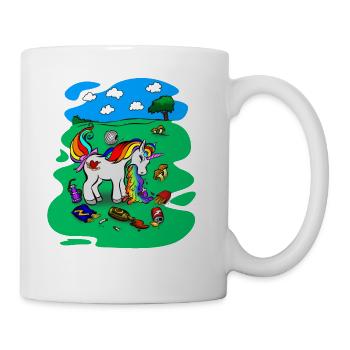 Unicorn on Party - Hangover T-Shirt - Mug - white - Right