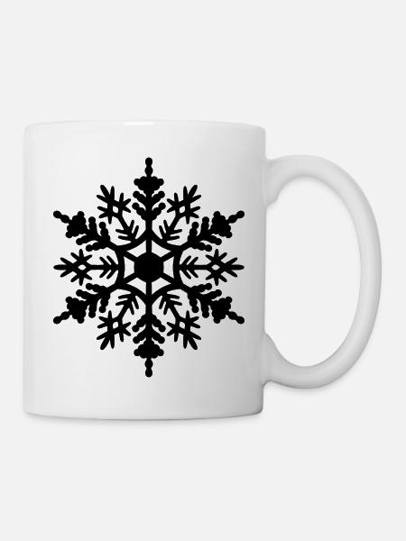 Schneeflocke Schwarz - Tasse - Weiß