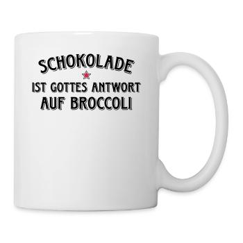 Schokolade Gottes Antwort auf Broccoli Kakao Süßes - Tasse - Weiß - Rechts
