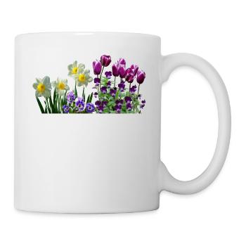 daffodils daffodils tulips tulips stiefmuetterchen - Mug - white - Right