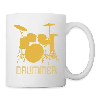 Trousse de batteur rétro Pop Art. Cadeaux de musicien - Mug blanc - blanc - Droite