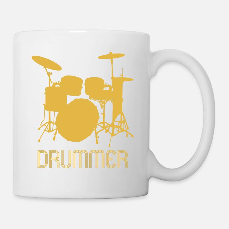 Retro Pop Art drummer.Drumming Kit. Musician Gifts - Mug - white