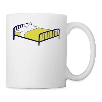 Bett Schlafzimmer Doppelbett Geschenkidee schlafen - Tasse - Weiß - Rechts